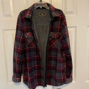 Freedom Foundry Sherpa Fleece Lined Plaid Button Up Jacket, size XL